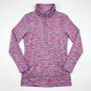 Merrell Funnel Neck Performance Pullover Pink Melange Jersey Pockets Womens XS